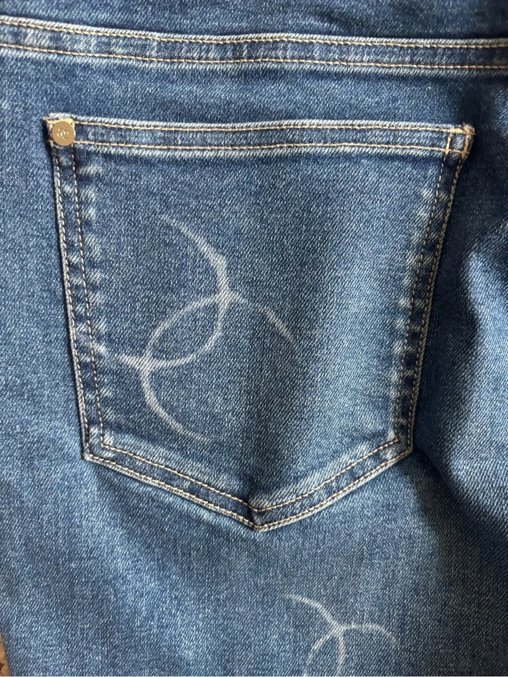 Chanel CC Logo Denim Straight Leg Jeans Size 42